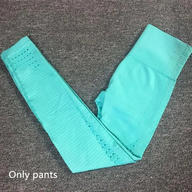 Energy бесшовный комплект для йоги Женская одежда для фитнеса спортивная одежда женские леггинсы для спортзала мягкий пуш-ап спортивный бюстгальтер с бретельками сексуальный спортивный костюм - Цвет: Green Pants