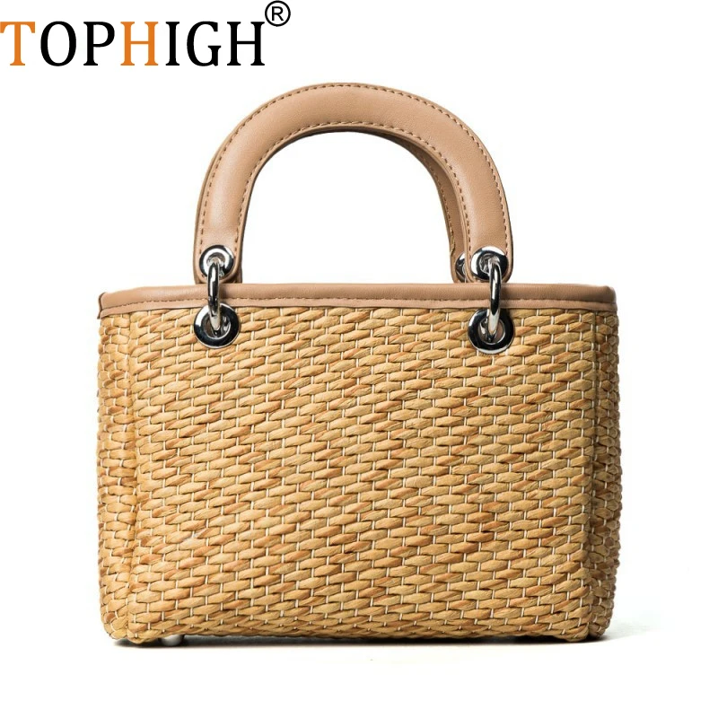 

TOPHIGH Women Shoulderbags Luxury bag Designer High quality Straw Bag Casual Style Women Cross body Bags Lady Messenger bags T01
