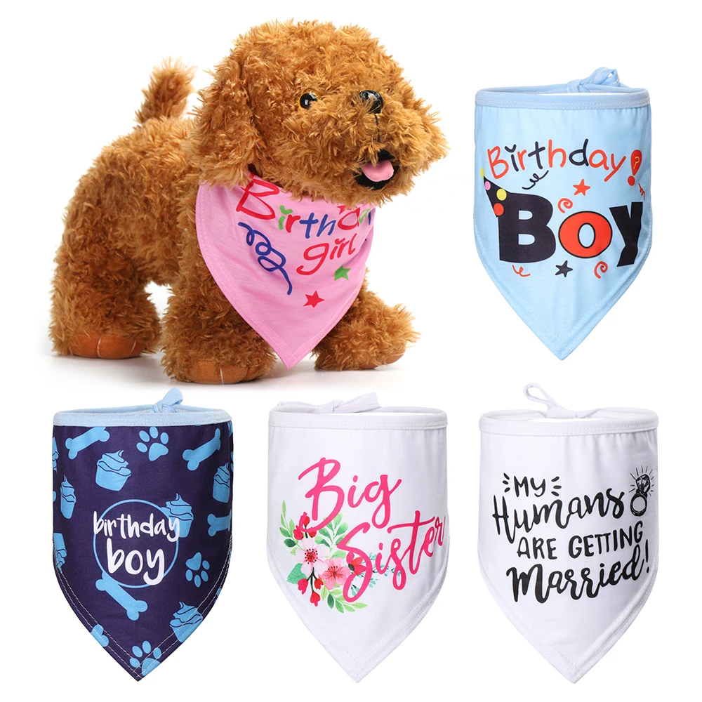 

Cotton Bandana-Style Dog Collars Tie Neckerchief Pet Cat Puppy Birthday Neck Scarf Decor Costume Neckerchief
