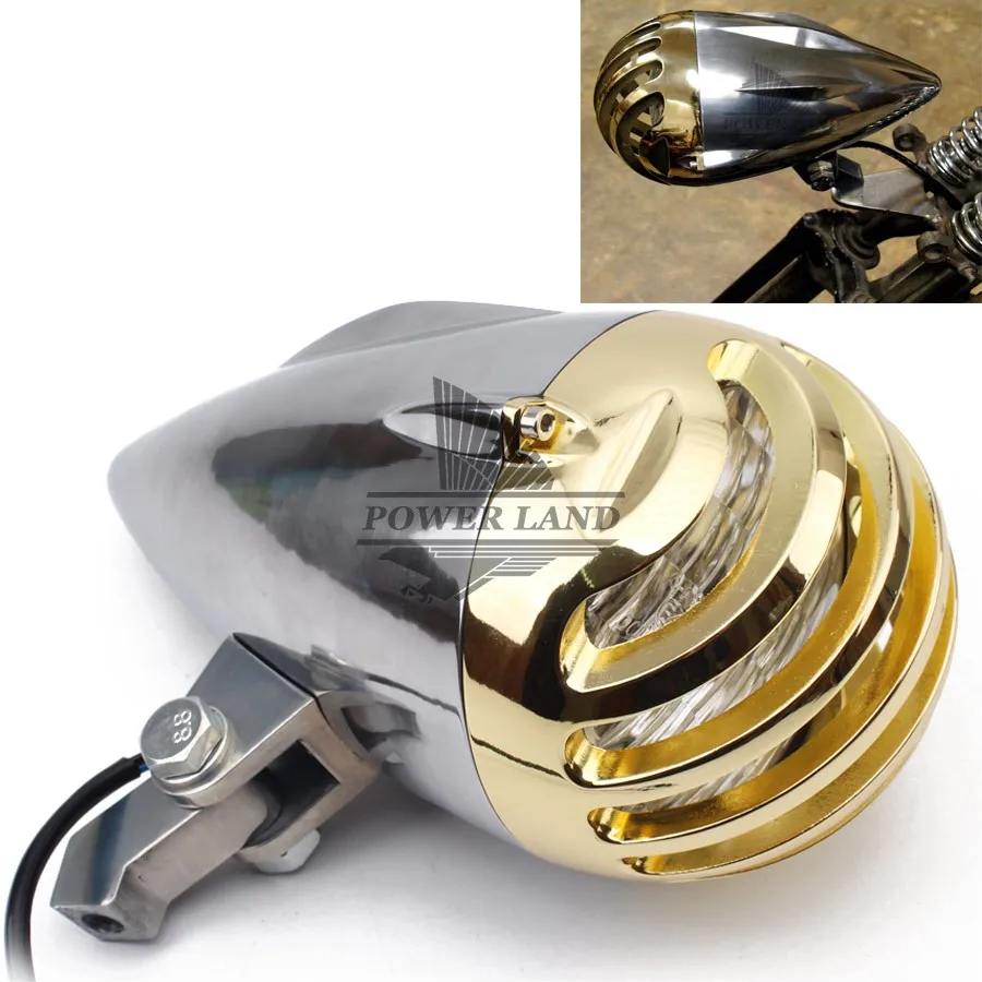 Free Shipping Motorcycle 4.5"Invader Torpedo Headlight Lamp Finned CNC
