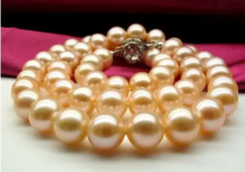 

Hot selling free shipping*******elegant 10-11mm Australian south sea gold pink pearl necklace 17inch