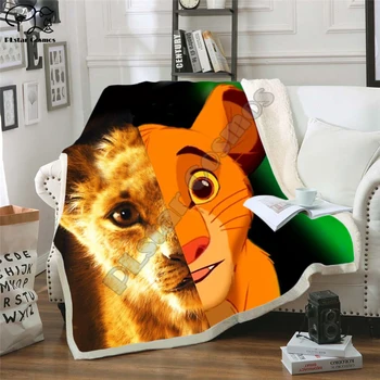 

Plstar Cosmos cute Cartoon Lion king funny character Blanket 3D print Sherpa Blanket on Bed Home Textiles Dreamlike style-1
