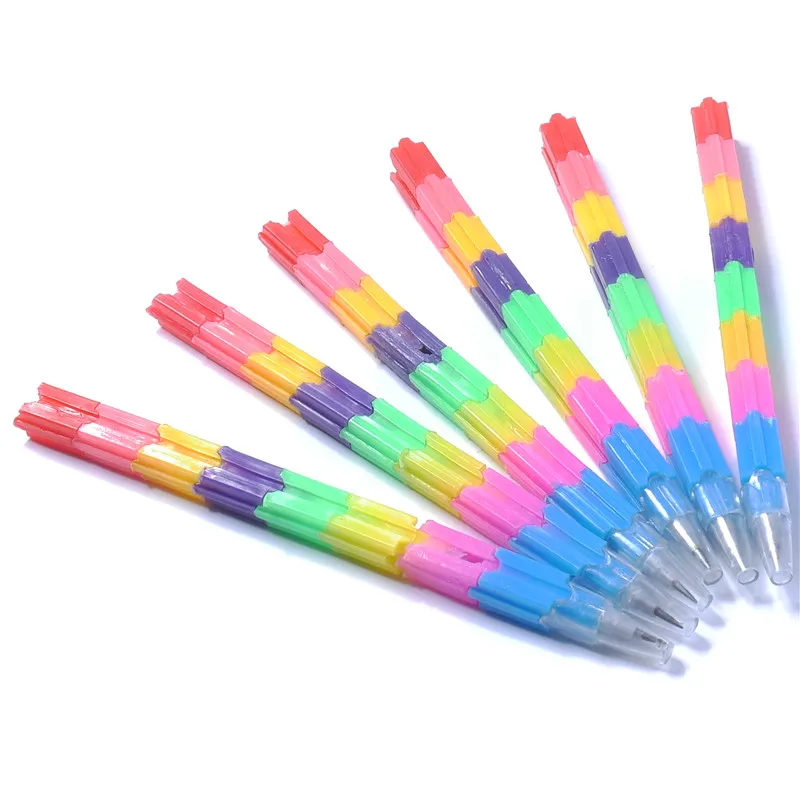 

2Pcs/Set Building Block Kids Pencil Toy Gift Multifunction Colorful Stacker Swap Pencils School Supplies Office Stationery