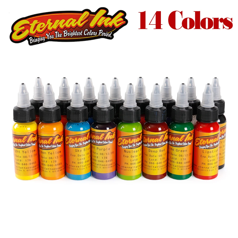 

14Pcs Permanent Makeup Tattoo Ink Pigment 30ml/Bottle for Tattoo with Body Tattoo Art Paint Tools