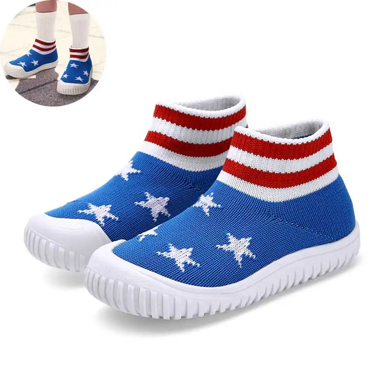 

Kids Shoes Knit Girls 2019 Fashion Pattern Print Comfortable Boys Sport Breathable Sock Shoe Children Student Casual Shoes