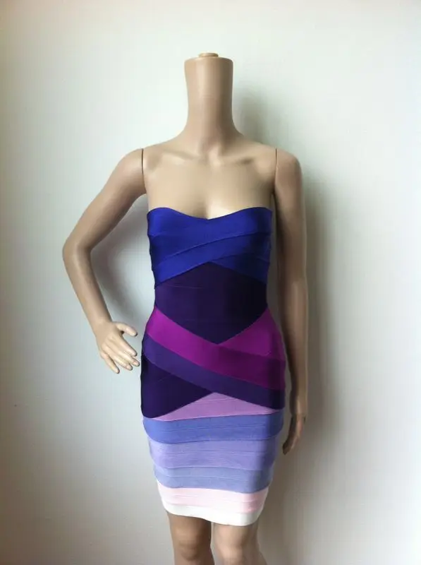 

pink purple strapless gradient ombre bandage dress 2016 new arrival ladies birthday party wholesale Dress + suit