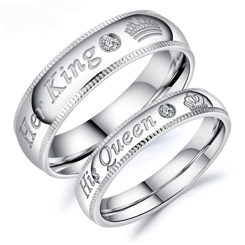 

Free Shipping Hot Sell Her King His Queen Crown Ring 925 Silver CZ Crystal lovers Rings For Women Men Diy Jewelry