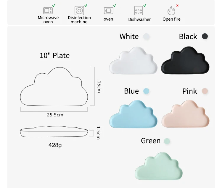 2 шт. или 4 шт. керамическая фарфоровая тарелка с облаком и дождем матовая гладкая симпатичное Блюдо Столовая Посуда для детей Akuhome