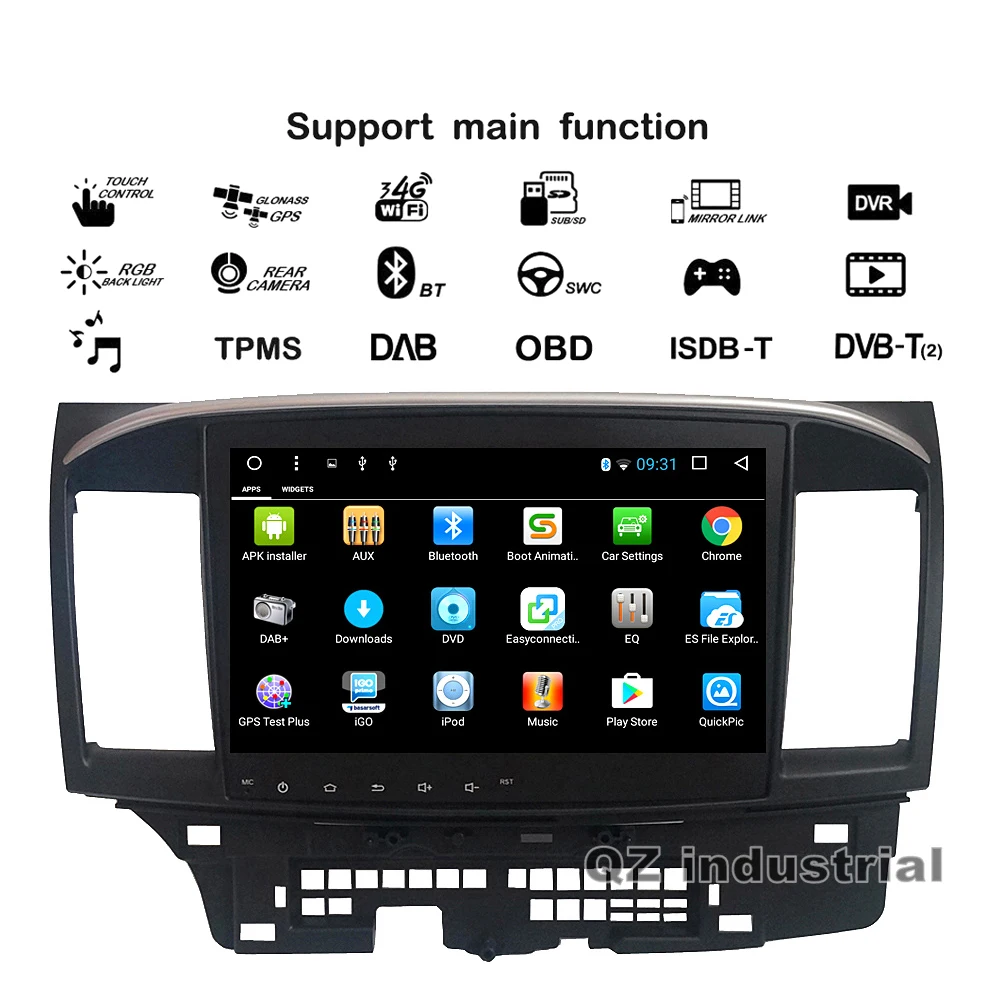 Discount QZ industrial HD 10.1" Android 8.1 T3 for Mitsubishi Lancer 2008-2015 car dvd player with GPS 3G 4G WIFI Radio Navigation RDS 6