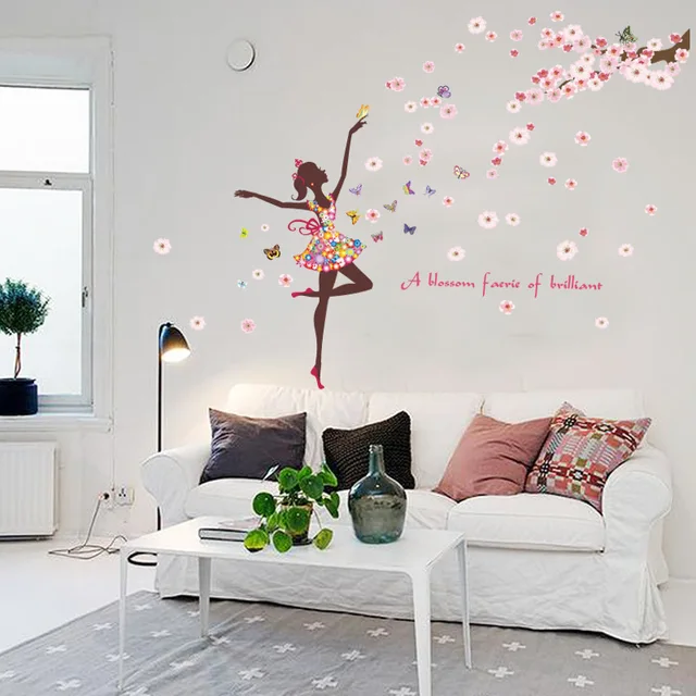 Vinyl Butterfly Fairy Dance Living Room Bedroom Wall Decorations Glass Home Decorating Art Sticker Vinyl Butterfly Fairy Dance Living Room Bedroom Wall Decorations Glass Home Decorating Art Sticker