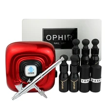 OPHIR Nail Art Airbrush Kit with UV LED Lamp Nail Gel Polish Metal Nail Stencil Nail Base Coat & Top Coat Nail Tools _OP-NA002R цена OPHIR Nail Art Airbrush Kit with UV LED Lamp Nail Gel Polish Metal Nail Stencil Nail Base Coat & Top Coat Nail Tools _OP-NA002R цены онлайн