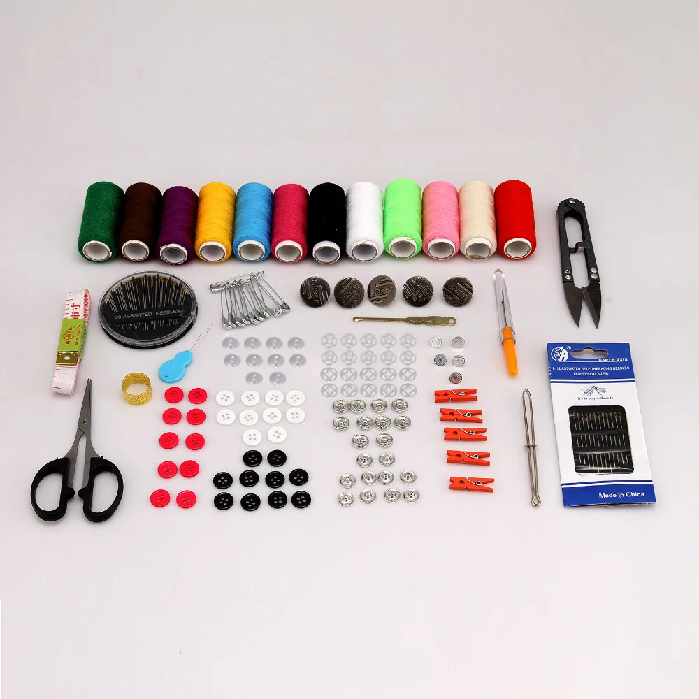 

Portable 18SET Sewing Kits Box Needle Threads Scissor Thimble Home Tools Storage Box DIY Multi-function Colorful Hussif Workbox