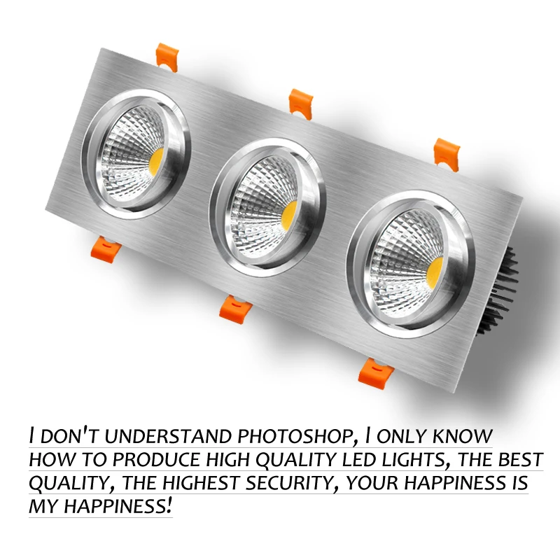 

High CRI 3Heads Square LED Recessed Downlight Dimmable 15W 21W 30W 36W Ceiling Spot Light 3000K/4000K/6000K Home Decoration