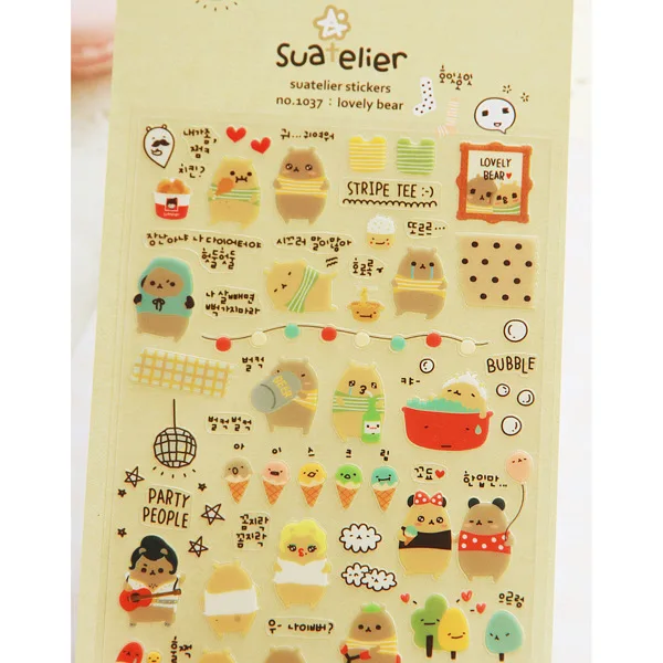 

Korean Fashion Cartoon Bear Sticker 12pcs/lot