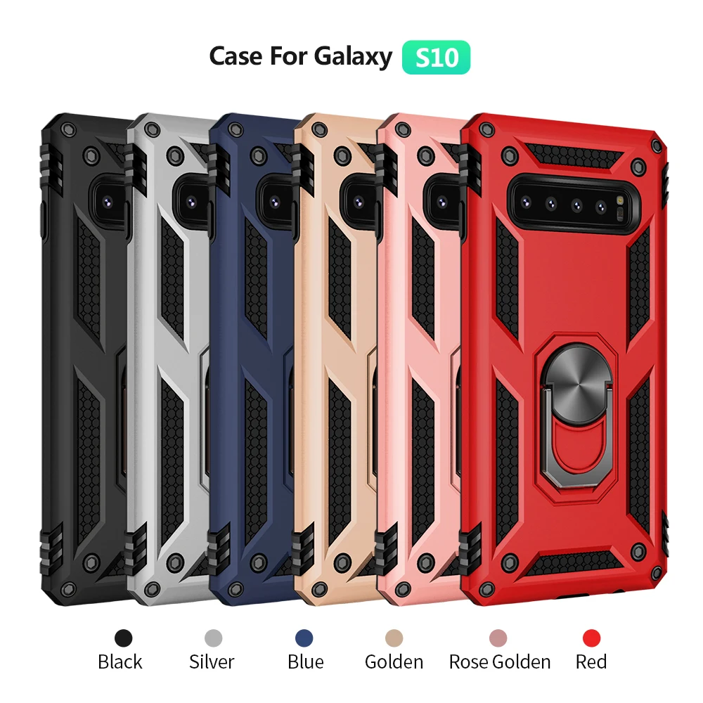 

New Military Armor Phone Case Anti Shock with Magnetic Finger Ring Holder Full Protection Phone Shell for Samsung Galaxy