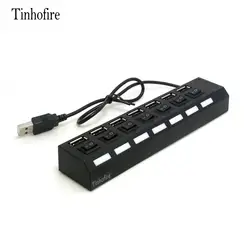 Tinhofire 7 Порты LED USB High Скорость USB HUB адаптер 480 Мбит с Мощность on/off переключатель для ПК ноутбук
