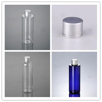 

250ML Clear/Blue PET Plastic Bottle With Tangent Matt Aluminum Cap,Empty Cosmetic Containers,Water/Cleansing/Moisturizer Case
