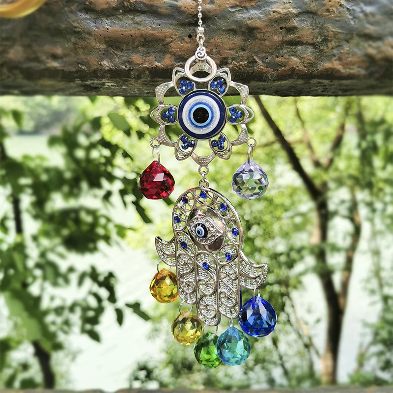 H& D энергия чакры хрустальные шары Suncatcher Хамса рука Фатимы турецкий синий сглаза для дома и сада подвесной Декор счастливый подарок