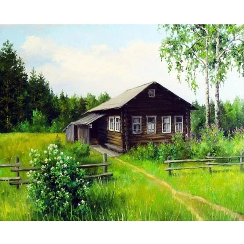 

Forest cabin natural Landscape Diy Diamond Painting Cross Stitch Full Diamond Embroidery 5D Square Diamond Mosaic Kits SD895