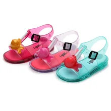 Новые летние для девочек и мальчиков обувь для принцессы сандалии детские Прозрачные плоские сандалии для маленьких девочек От 1 до 6 лет Красный