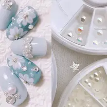 1 коробка полукруглый жемчуг/мульти AB белый жемчуг для ногтей деко/полукруглые жемчужины для дизайна ногтей Шарм/Различные размеры деко/УФ гель УФ, ZH654