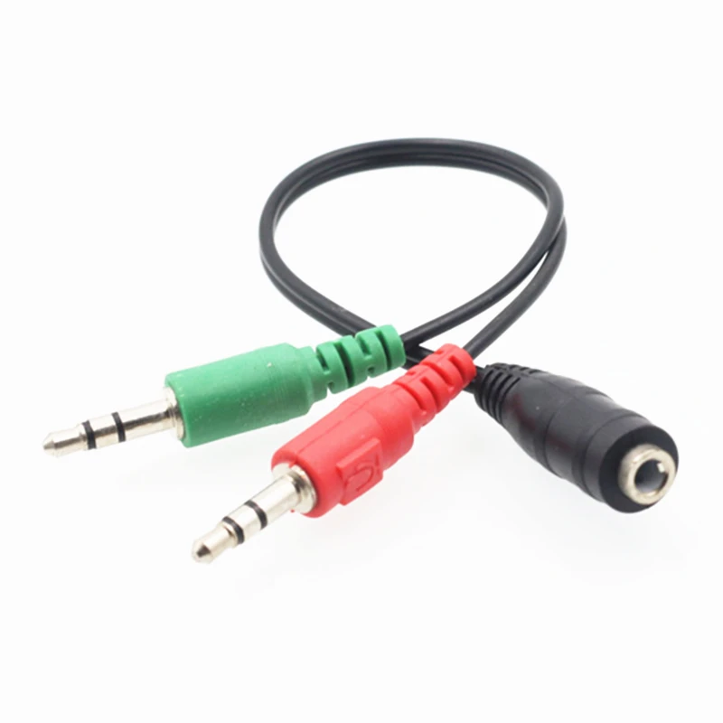 Trumsoon 10pcs Y Splitter 3.5 AUX Cable 2 Male to 1 Female with Mic Extension Audio Cable for Speaker Phone Car Earphone