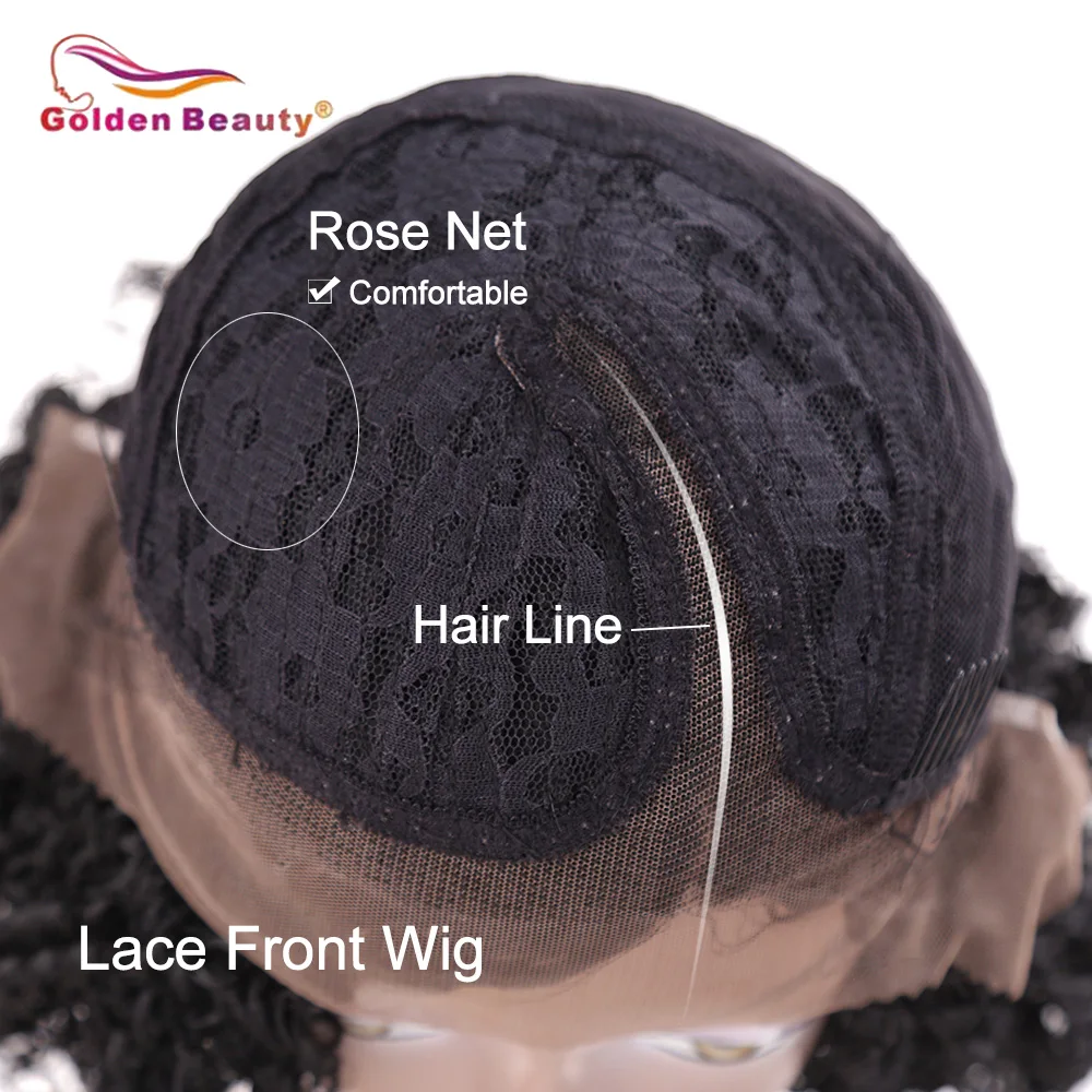 14 inch странный вьющиеся Синтетические волосы на кружеве парик Синтетический тепла Resiatant короткие волосы парик боковая часть Золотой Красота