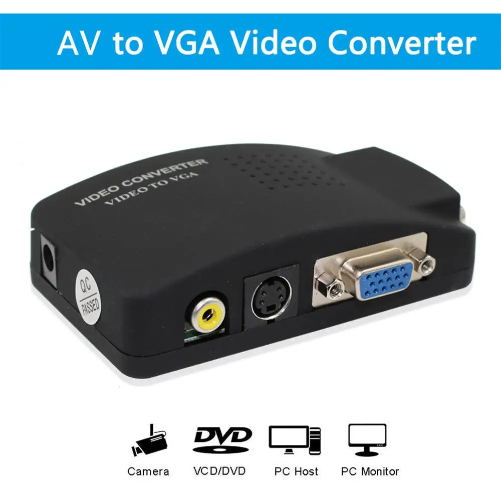 Переходник BNC в VGA конвертер AV CVBS S видео вход ПК адаптер Out переключатель для