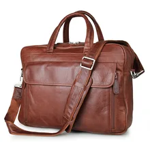 Fashion Natural Cowskin Genuine Leather Men Messenger Bags Cow Leather Men’s Briefcase Business Travel Bags Laptop Handbag J7333