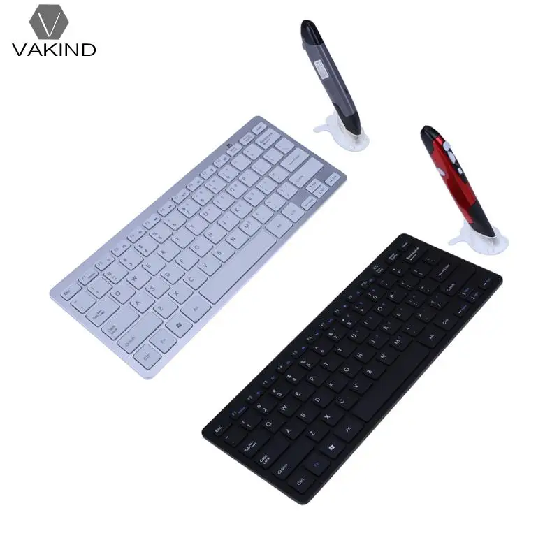 

2.4GHz Wireless Mouse Pen Ultra Slim Keyboard Kit Teclado klavye Combo Set for PC Laptop for Projector PPT Teaching