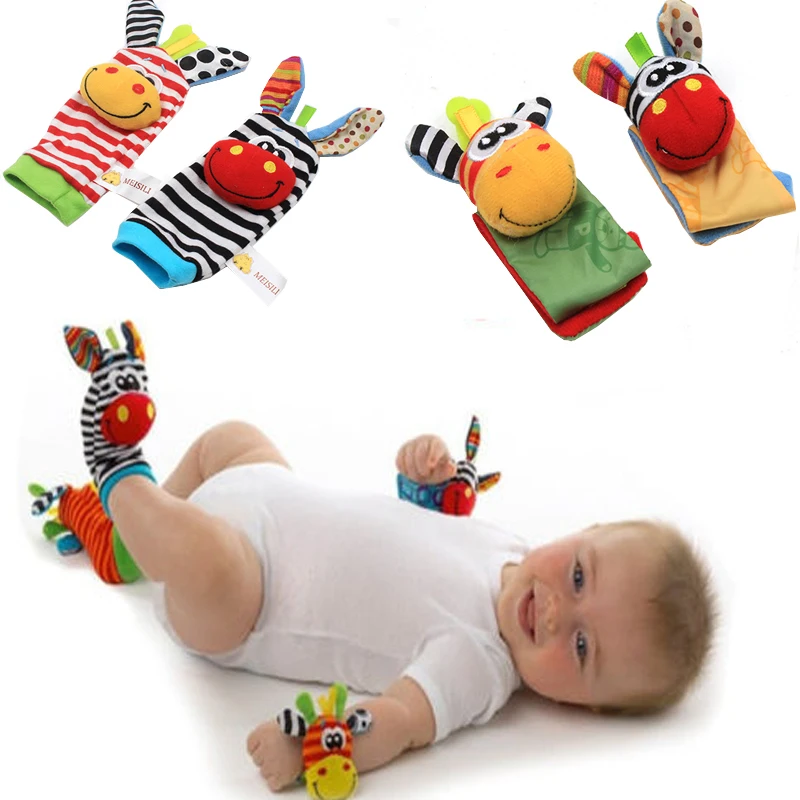 

Baby Infant Soft Wrist Rattles And Sock Rattles Handbells Hand Foot Finders Socks Developmental Toys