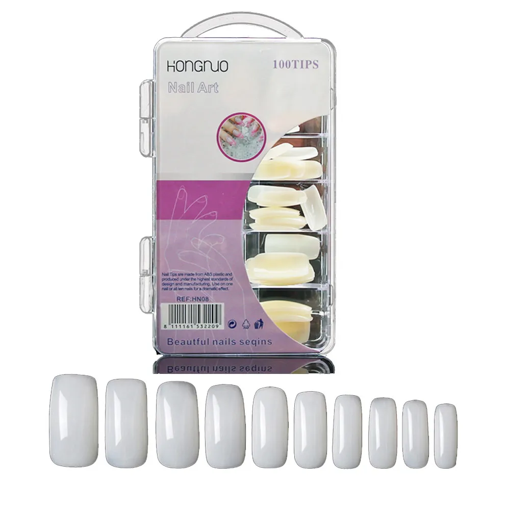 

100 Pcs Fake Artificial Nails Sticker Natural Acrylic False Toe Nails Tips faux ongles fake nails maquiagem