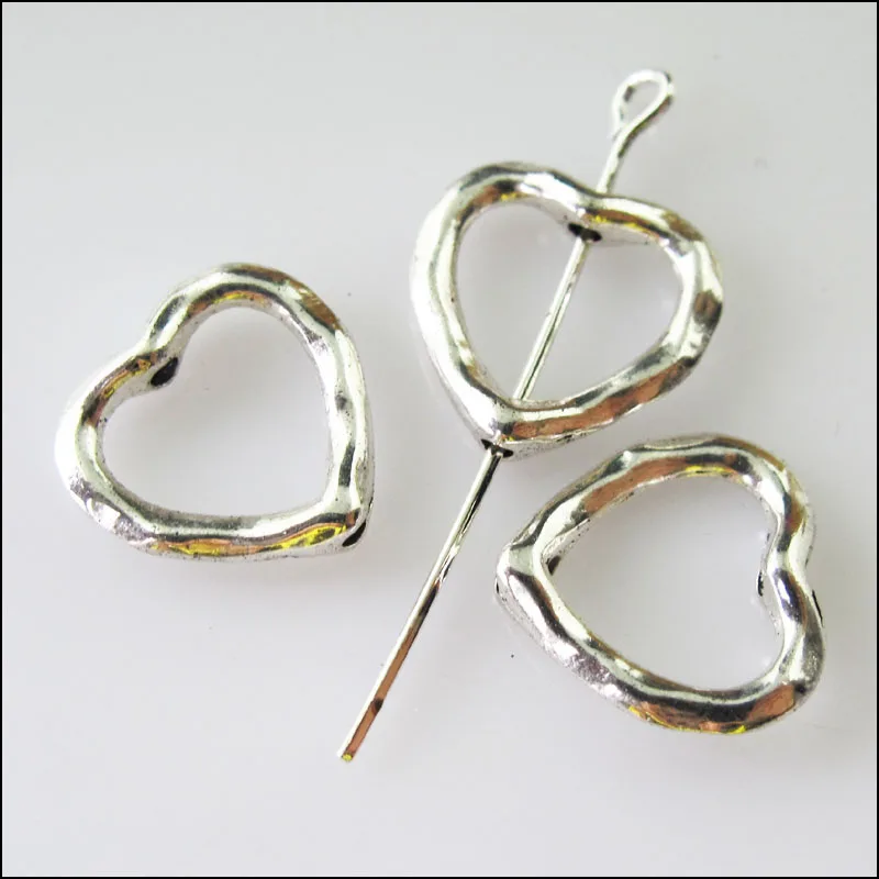 8Pcs Antiqued Silver Tone Round Circle Spacer Beads Frame Charms 13mm