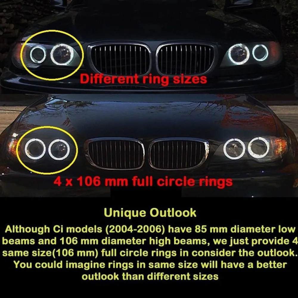 4 шт. E46 купе 5500K с холодным катодом (CCFL) Ангельские глазки светильник трубки