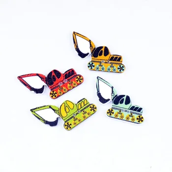

Free Shipping Retail 10Pcs Random Mixed Lovely excavator cars 2 Holes Wood Sewing Buttons Scrapbooking 35x25mm