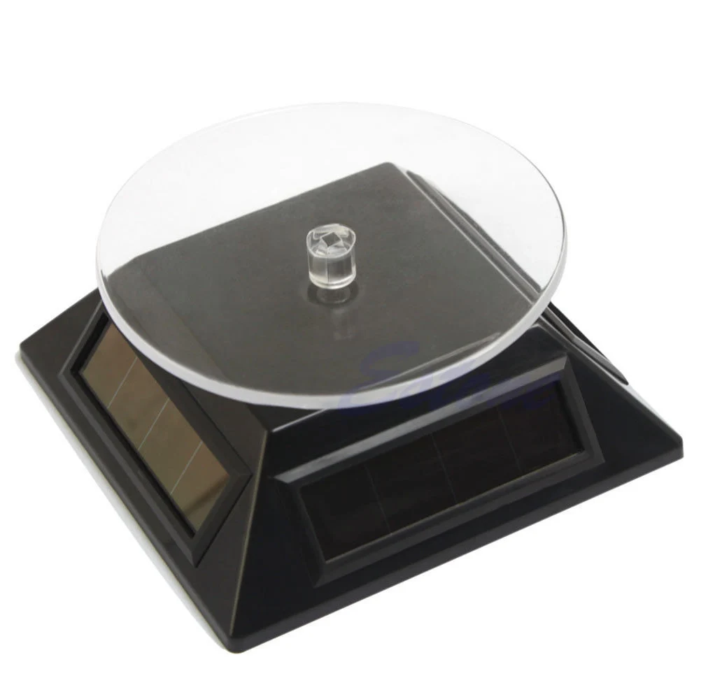 

360 Rotating Turn Table Plate Solar Power For Watch Phone Jewelry Display Stand