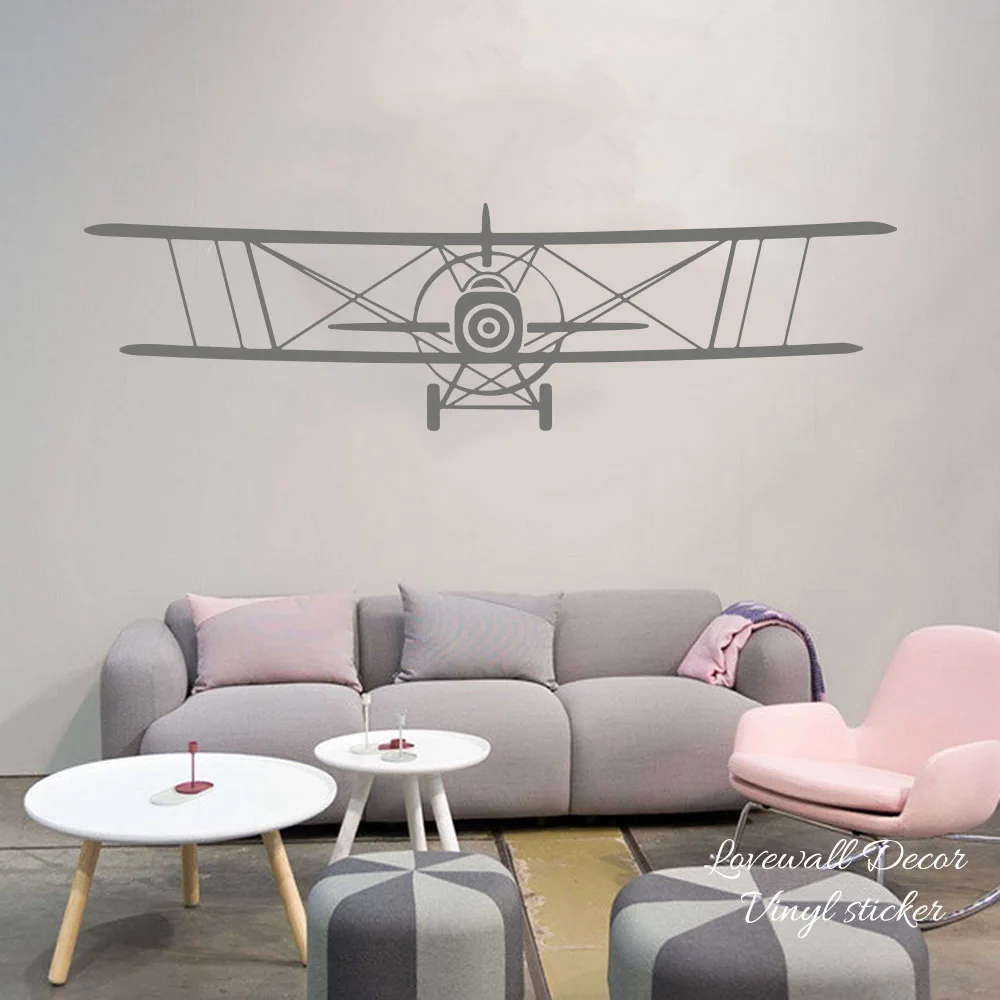 Cartoon Airplane Wall Sticker Bedroom Kids Room Large Plane Aircraft Wall Decal Living Room Boy Room Vinyl Home Decor 