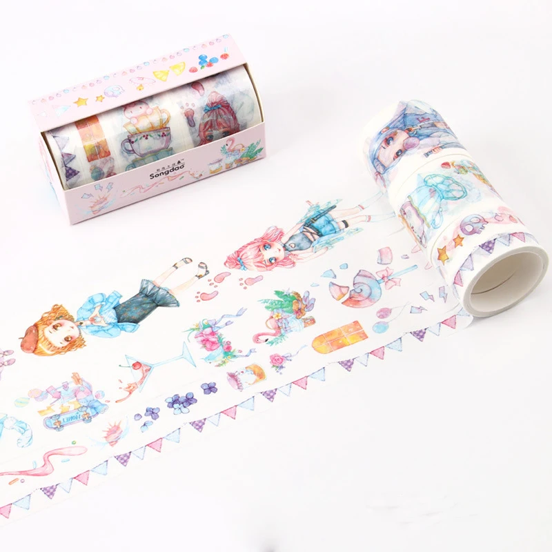 

4 pcs/pack Summer Sweet Heart Bullet Journal Washi Tape Set Adhesive Tape DIY Scrapbooking Sticker Label Masking Tape