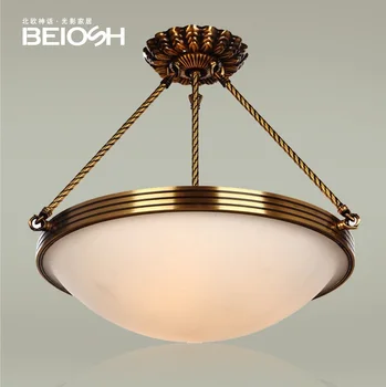 

50cm(20") Round 4 Lights Brass Pendant with Frosted Glass Shade
