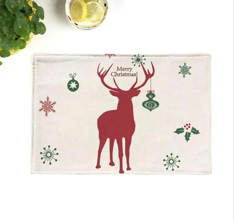 Fyjafon 2/4/6 قطع المطبخ الجدول الحصير مجموعة مزدوجة طبقة الجدول حصيرة الكتان المفارش عيد الميلاد الجدول الحصير ل طاولة طعام