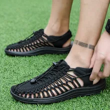 Лето г., пляжная мода, Римский стиль, ручная вязка, эластичная лента, повседневные сетчатые женские мужские туфли-сандалии новые мужские кроссовки на плоской подошве