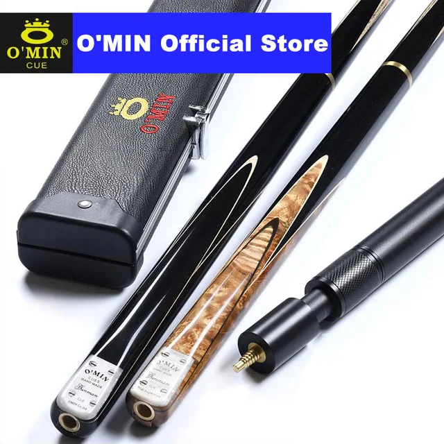 

O'MIN GUNMAN Snooker Cue 3/4 Piece Snooker Cue Kit with O'MIN Case with Telescopic Extension 9.8mm Tip Snooker Stick 2019