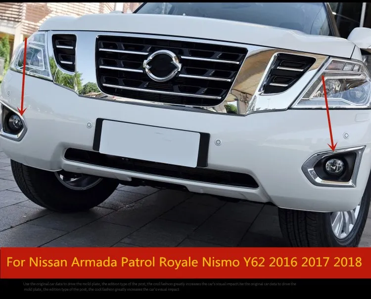 Для Nissan Armada Patrol Royale Nismo Y62 2016 2017 2018 ABS хромированный передний противотуманный