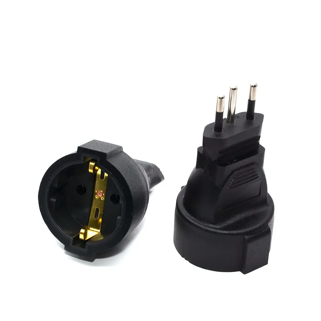 Black AC Power Brazil Plug Wall Brazil 3 Pin to EU Travel Power Adapter