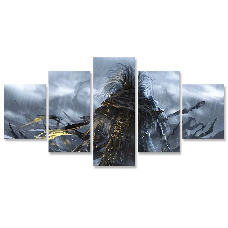 

Dark Souls Nameless King Game Poster Paintings 5 Panels Modular Picture Decotative Painting Pictures on The Wall