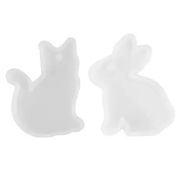 

DIY Rabbit Cat Silicone Resin Molds Animal Pendant Necklace Jewelry Mold Tools