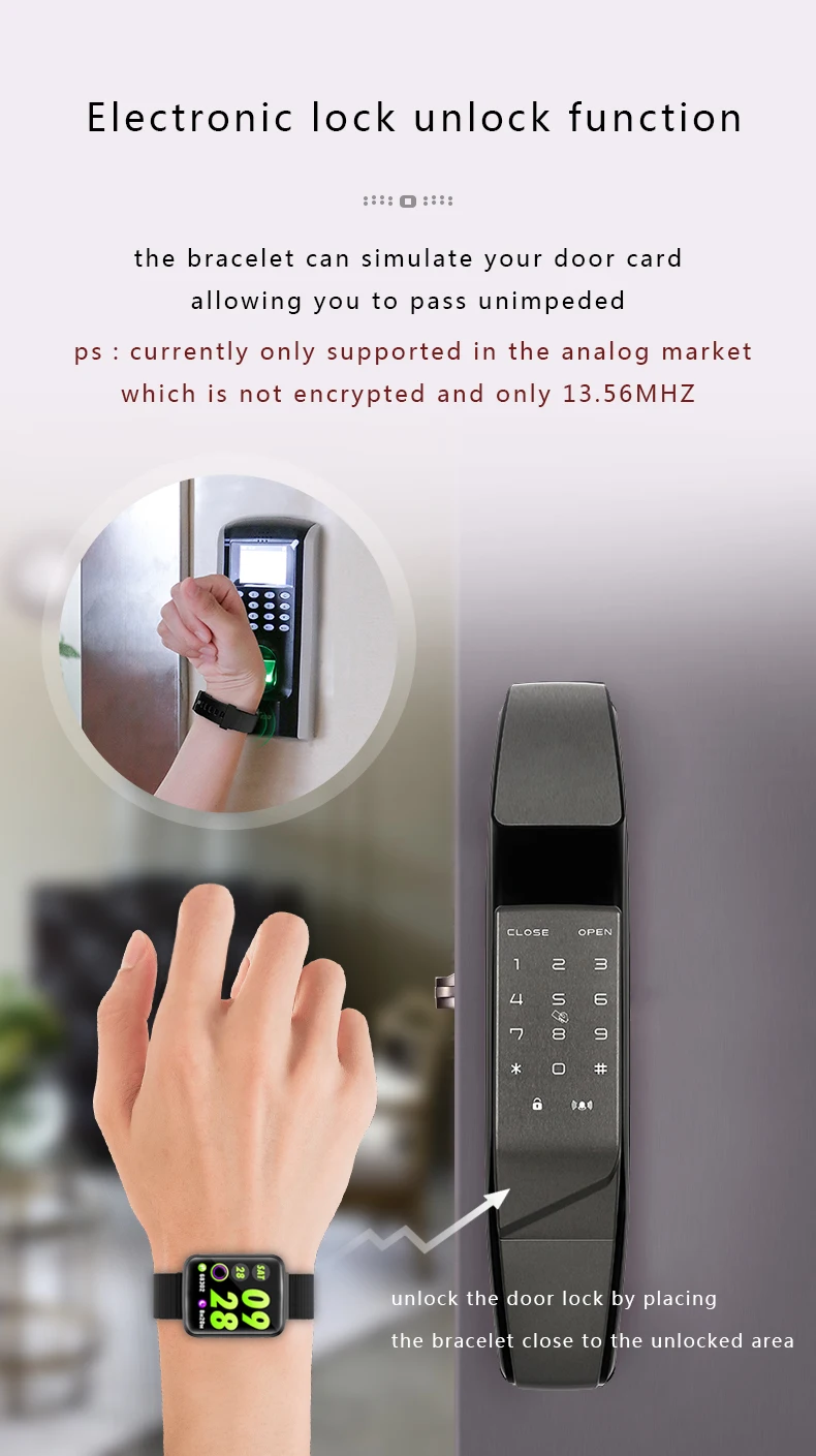 

H19 Blood Pressure Heart Rate Smartwatch Sports Fitness Tracker Smart Wristband Ic Access Control Smart Bracelet