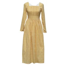 LYNETTE S CHINOISERIE French light rustic one piece dress yellow autumn long sleeve royal full dress
