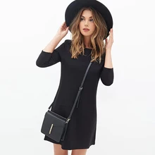 2016 spring women summer office dresses black short dress brief Slim bottoming A-line three quarter