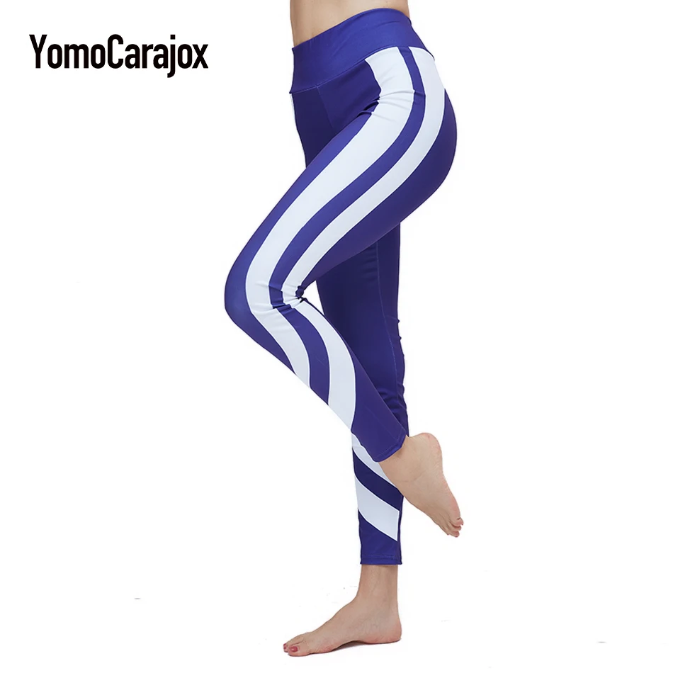 

News Sexy Strip Printed Fitness Leggings Push Up High Waist Bandage Pants Female Sporting Workout Leggings